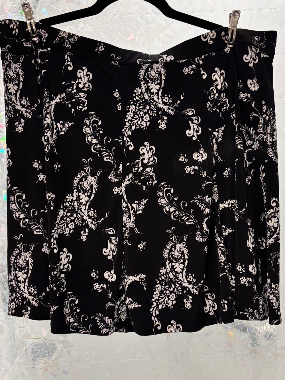 Susan Graver Black & White Floral Skort